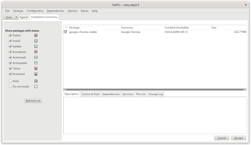 chrome in yast chrome in yast
