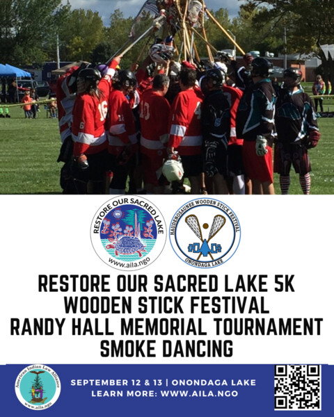 The 11th Annual Haudenosaunee Wooden Stick Festival returns to Onondaga Lake, Sept 12 & 13! A free weekend celebrating the Creator's Game where it began — lacrosse, Smoke Dancing & the 5K.

🥍 Register for the dinner: aila.li/alfie
🏃 Register for the run: aila.li/run 
ℹ️ Learn more: aila.li/wsf