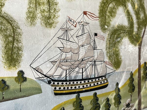 1800’s era ship painting in an old farmhouse