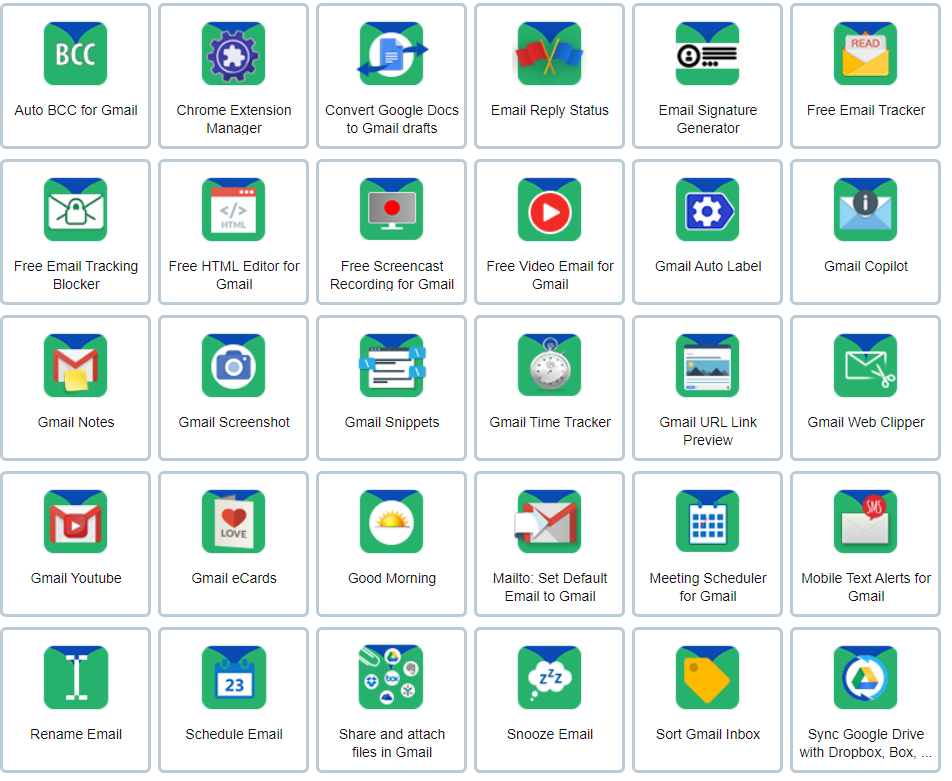 A list of Gmail related services from CloudHQ
