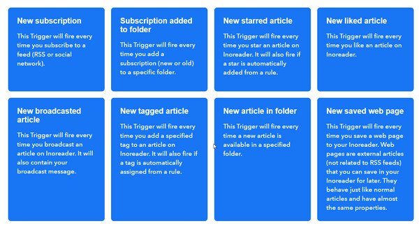 IFTTT triggers for Inoreader