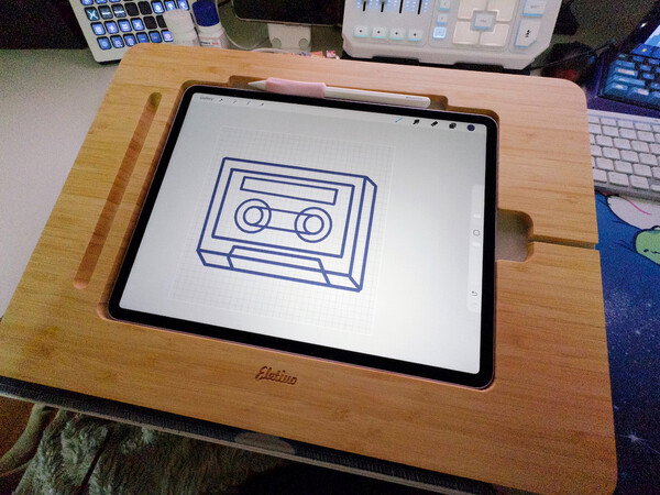 My new wooden iPad art stand is really nice! I also grabbed an Apple Pencil grip to help with sturdiness.