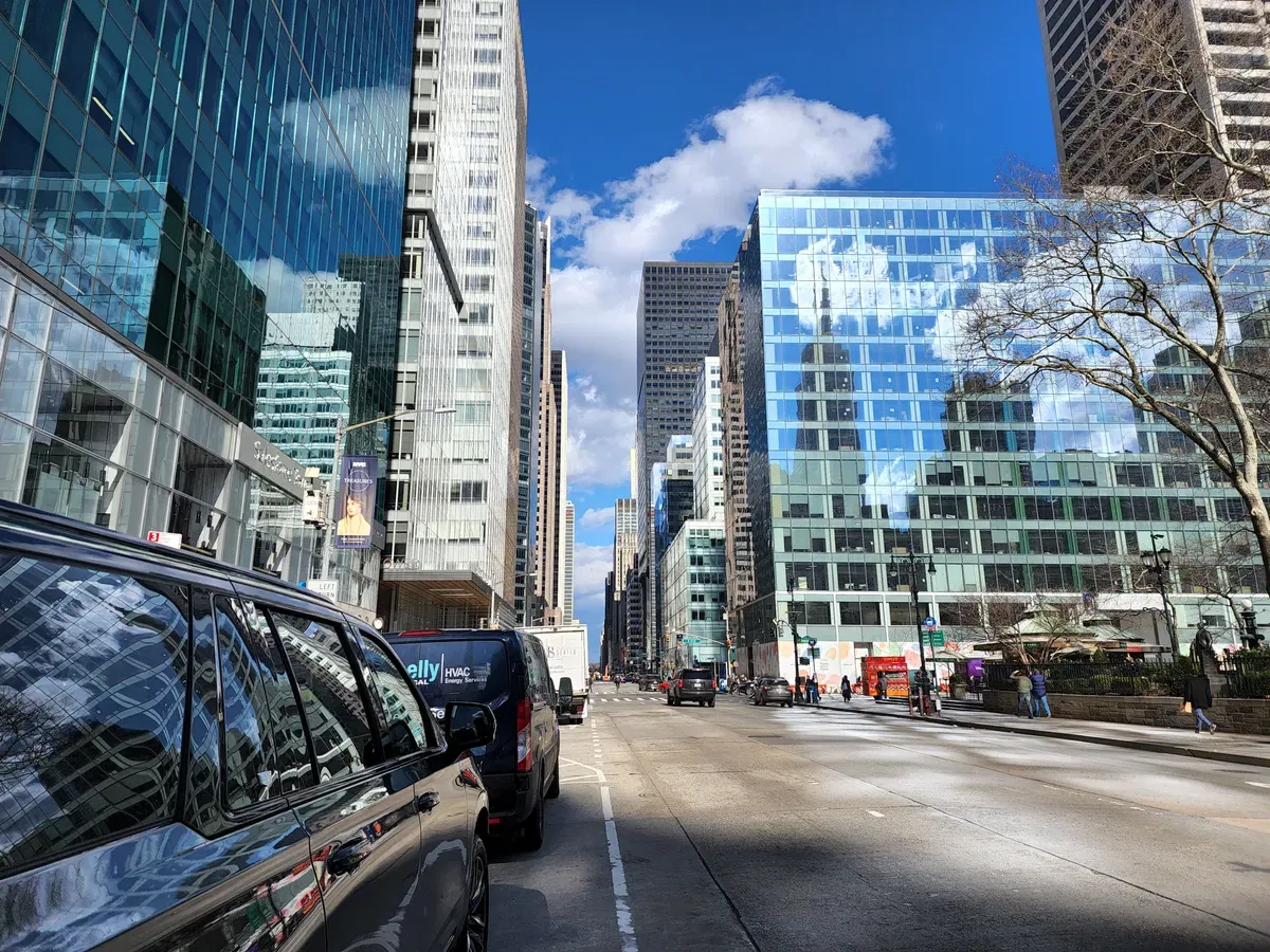 A wide angle on a city street