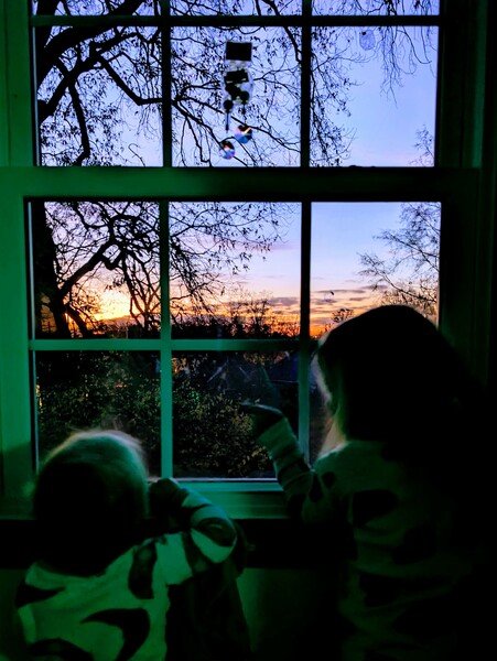 Twilight whispers soft. Silhouettes against the glass. Day's end comes too swift.