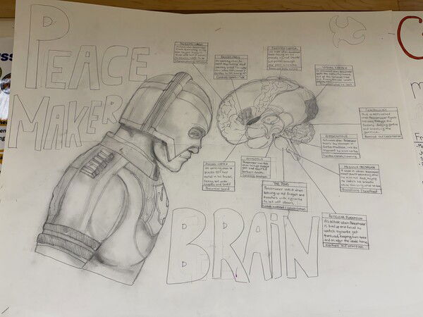 Student art -- brain drawings.