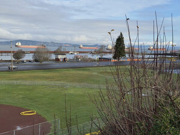 It's a long line in the Astoria shipping lane on the mouth of the Columbia River.
