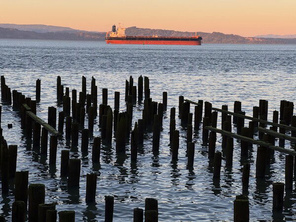 Great light on the Columbia and ship!