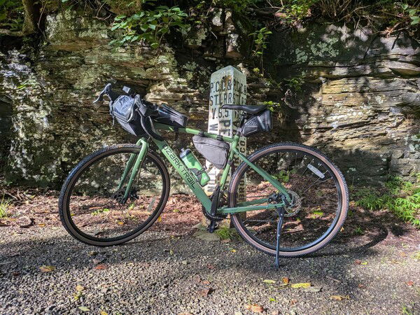 My bike at the PA-WV state line along the Panhandle Trail.