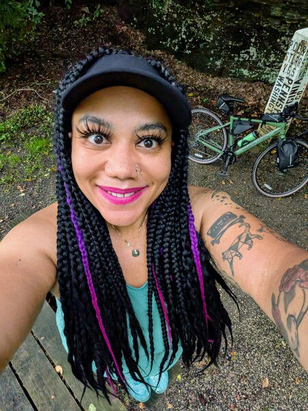 Brie + her favorite bike, 🍵 Green Tea.