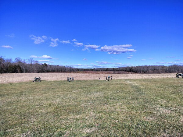 Malvern Hill Battlefield. Confederates tried to charge from those woods 800 yards (0.73 km) away. They got slaughtered. The battlefield is remarkably unchanged 162 years after the battle.