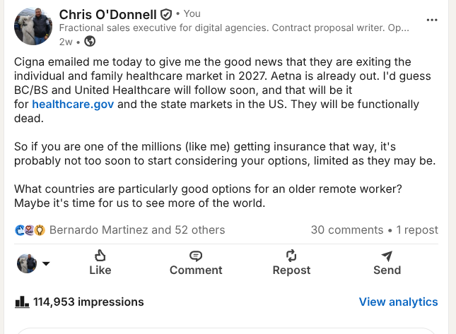 Viral post about Cigna dropping out of individual healthcare market