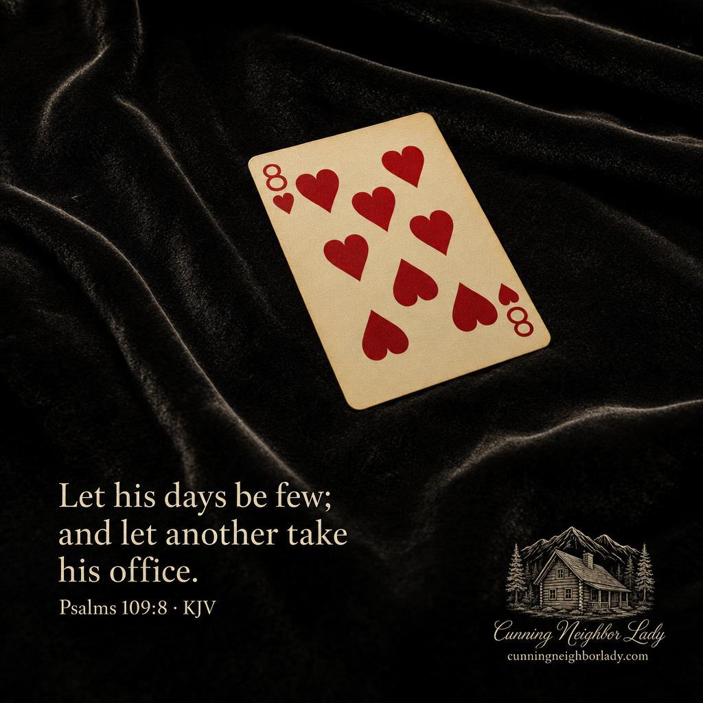 Eight of Hearts with Psalms 109:8 daily reading