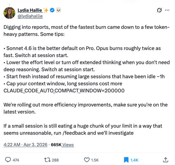 Anthropic twitter person telling us to use smaller context