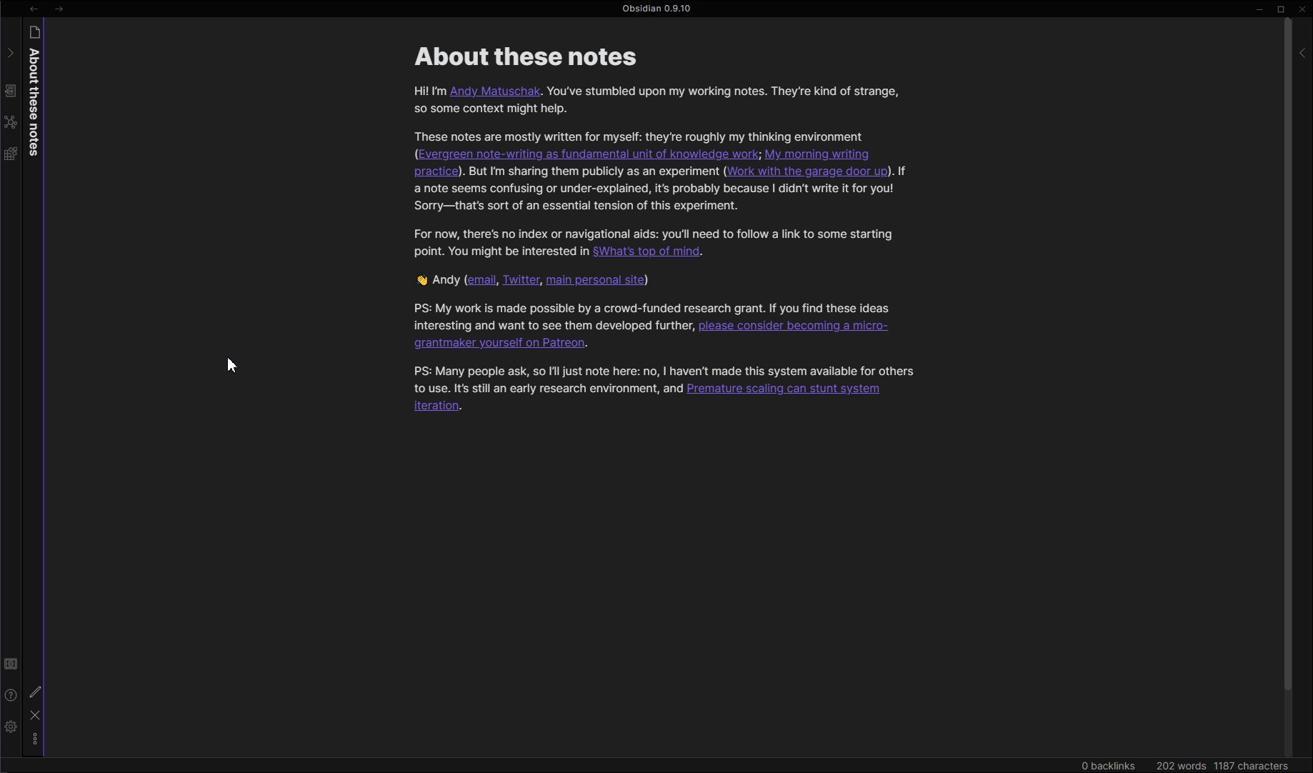 An animation showing how the Sliding Panes plugin for Obsidian works, opening a few panes, scrolling sideways through them and then closing them again.