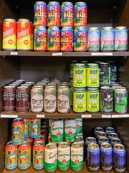 Snap #22: Assorted IPAs on display at Just Tap'd in downtown Macon, GA. I'm not a huge IPA fan. It's too bitter for me. But these colorful can designs caught my eye. The names are great, too - Rollin’ in the Haze, Psychedelic Rabbit, Rye Charles, and Hop Dang Diggity. 
