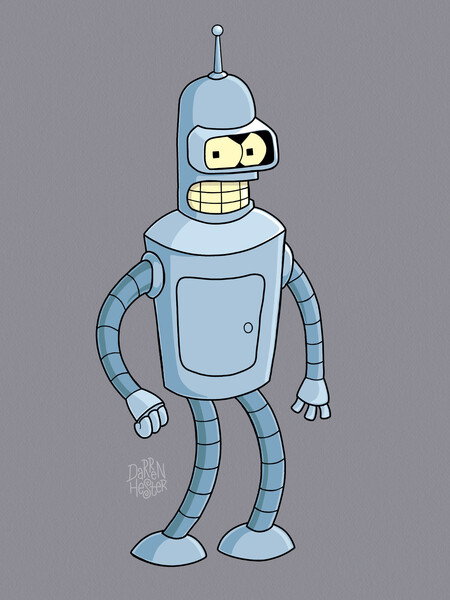 I wanted to complete one more cartoon character before the weekend. Today, it’s Bender from Futurama.