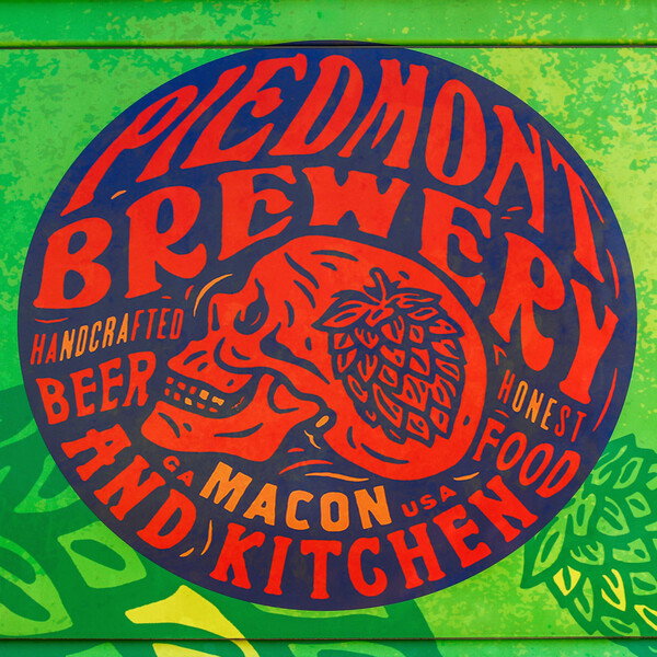 Piedmont Brewery logo on the side of delivery van. Piedmont is one of several local breweries in Macon.