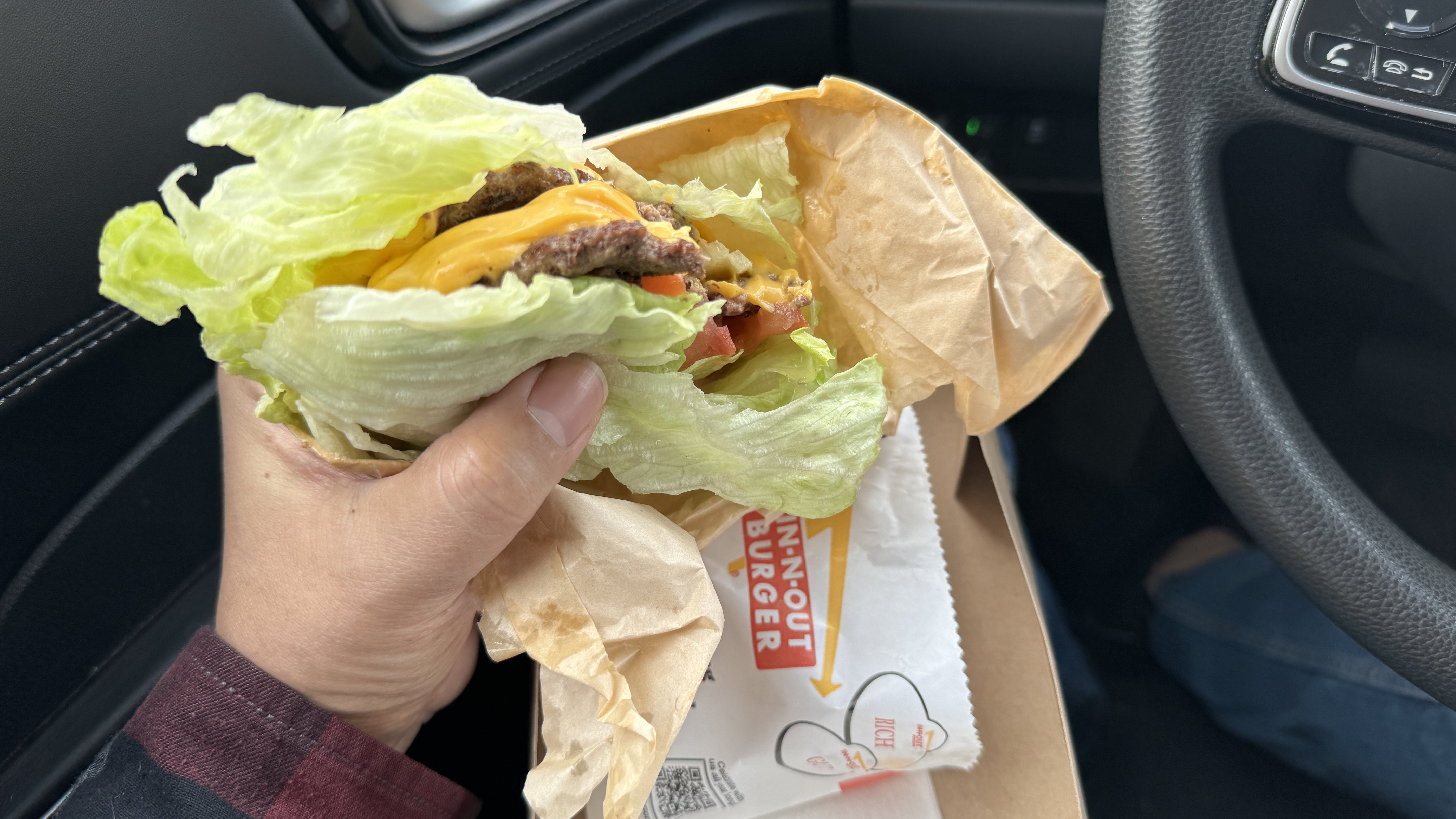 A photo of a In-N-Out Double-Double Protein Style