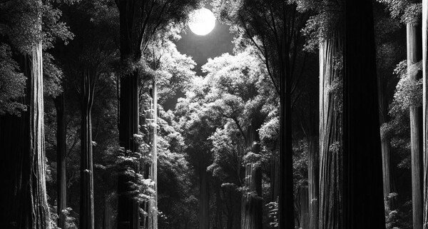 Forest night scene