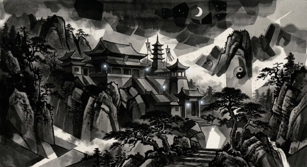 Taoist temple, abstract