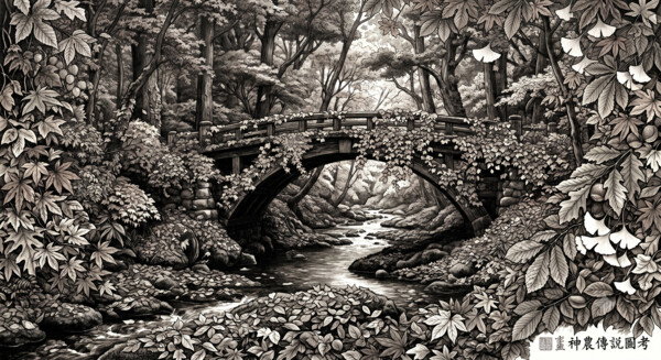 Forest, bridge, leaves
