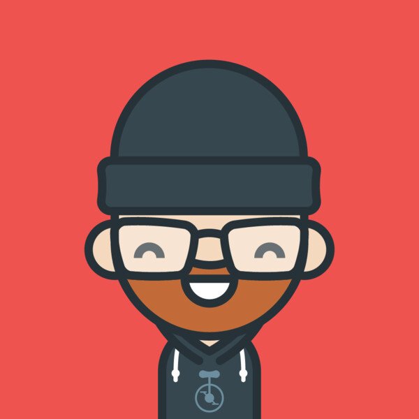 Profile picture in the unmistakable style of Andy Carolan. Me with a cap, glasses and a hoodie with a unicycle on it.