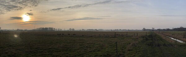 Habe gestern in den Wümmewiesen diese Panorama-Aufnahme gemacht. Am Horizont ist #Bremen, von Tenever ganz links bis zum Fallturm ganz rechts.