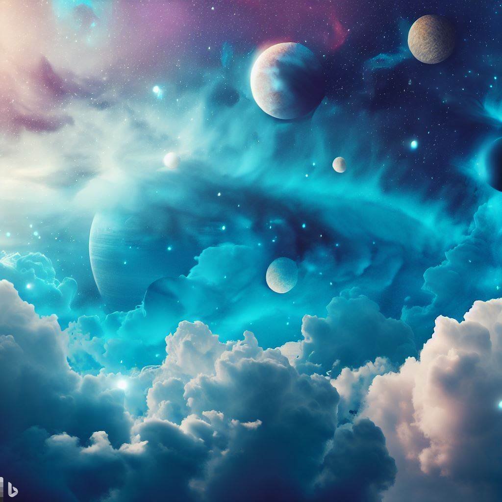 🌀 A fantasy Bluesky with planets created by Bing Image Creator