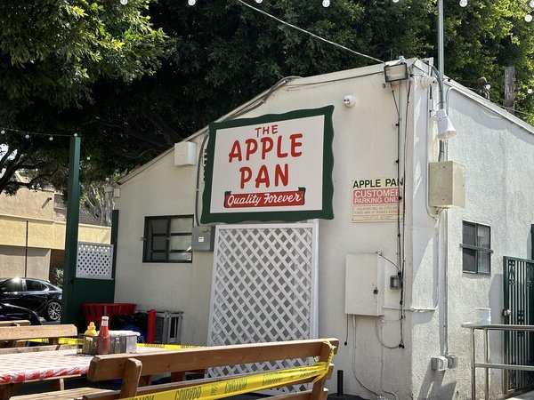 The Apple Pan restaurant sign. 