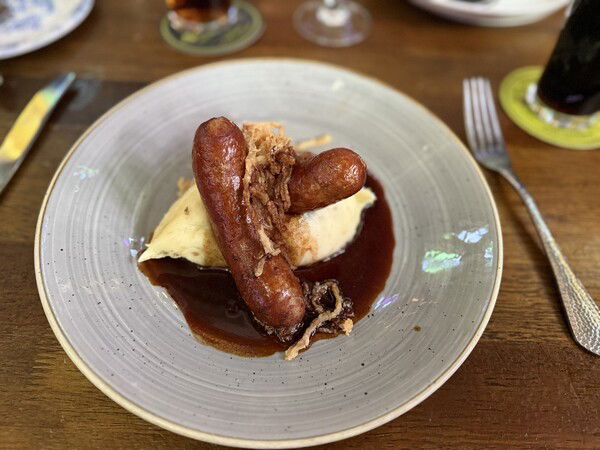 Birthday dinner at WDW's Raglan Road restaurant Bangers and mash