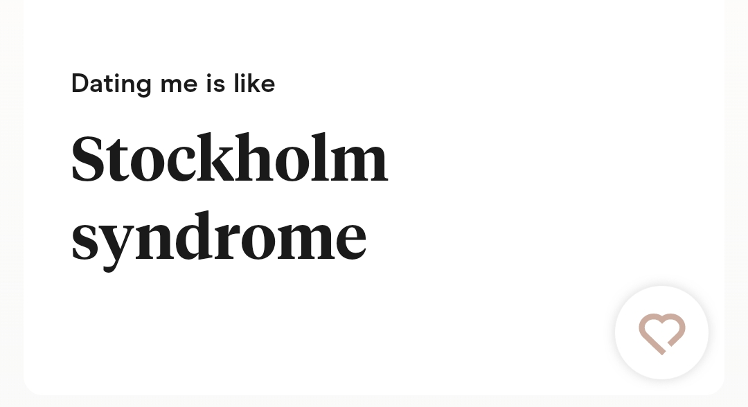 dating me is like...stockholm syndrome