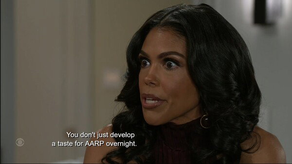 Dani Dupree, played by Karla Mosley on the CBS soap opera Beyond the Gates, says 'You don't just develop a taste for AARP overnight.'