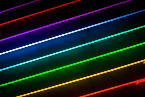 Rainbow neon lights. Taken by Drew Beamer.