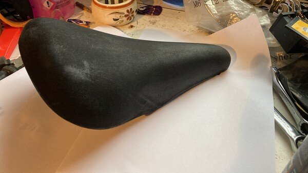 The bike saddle, no longer looking like it was pulled out of a bin.