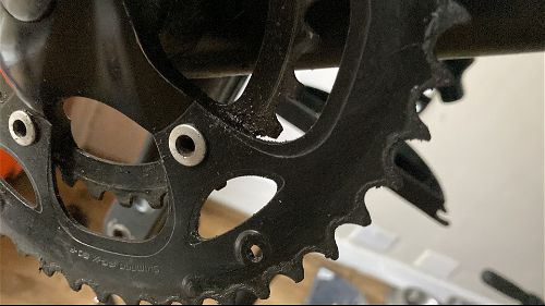 A very worn-out chainring