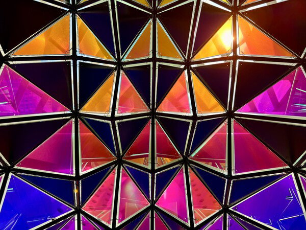Through the top of Olafur Eliasson’s One-Way Colour Tunnel.