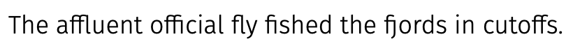 Sample text set in Fira Sans: “The affluent official fly fished the fjords in cutoffs.”
