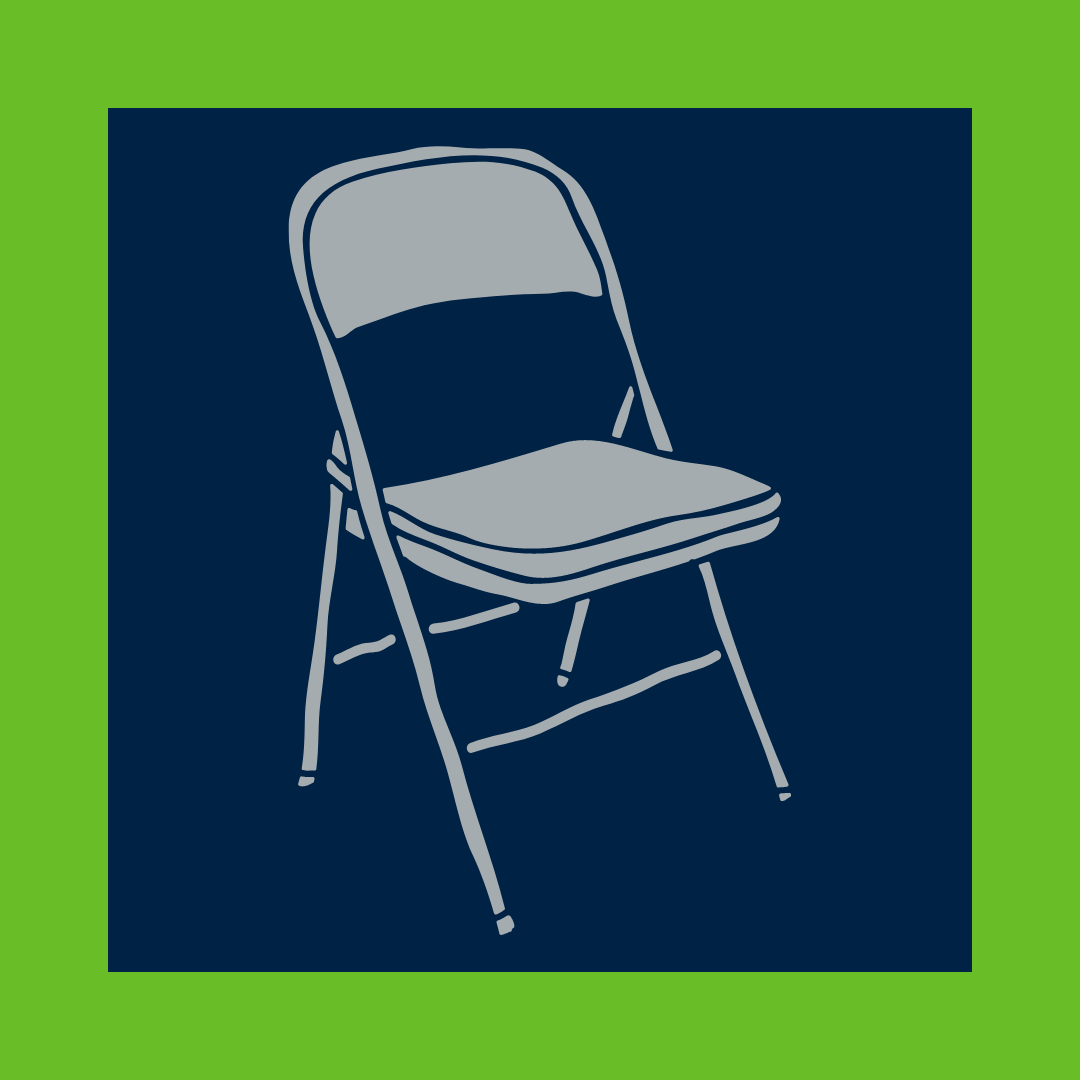 Silver Chair on a green and blue background