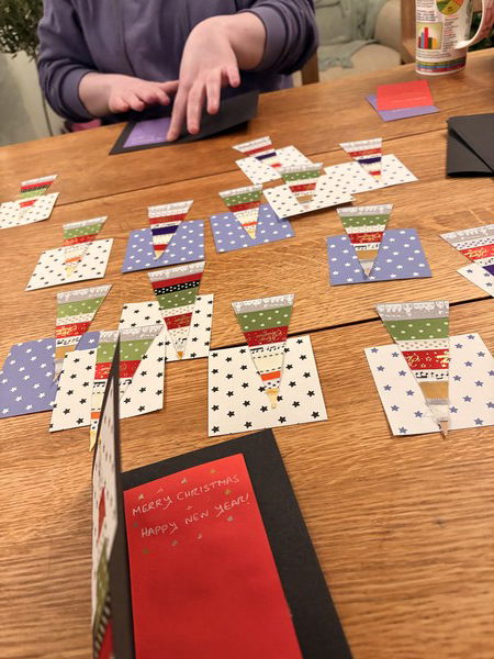 Assembling Christmas Cards.