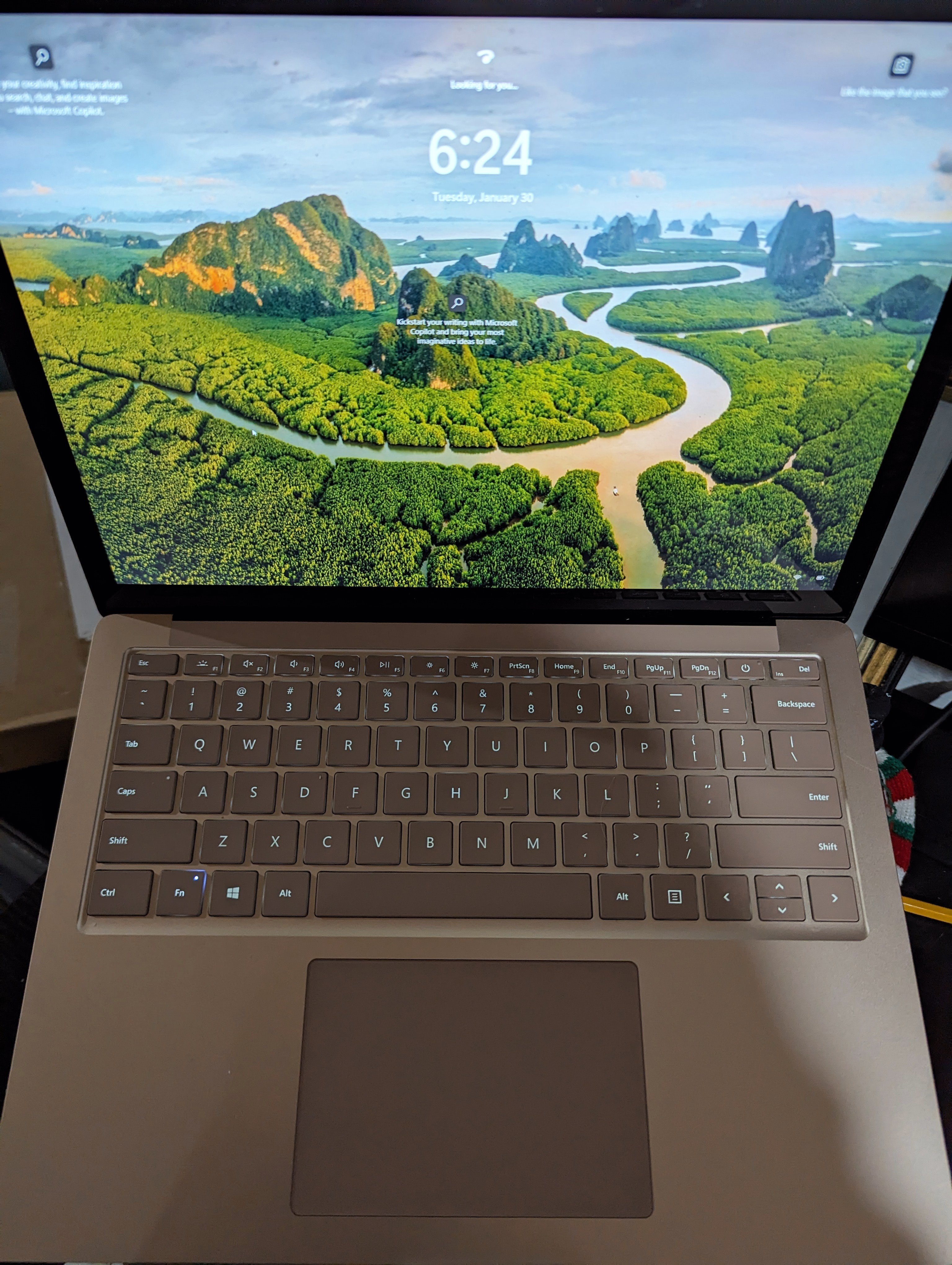 My black surface laptop with it's new Sandstone kb and top.