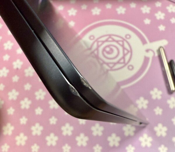 Glass chair mat 1, MacBook Air 0. My laptop fell a few feet off my chair and BAM! Right off the glass chair mat. Not even a scratch on it, but the laptop didn’t fair so well. Although maybe it’s a draw because there was no damage to the laptop other than cosmetic. 