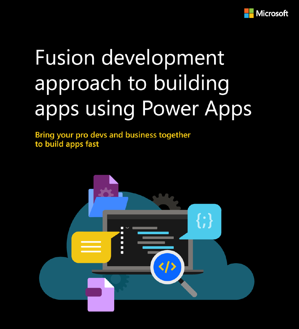 My e-book cover. Fusion development approach to building apps using Power Apps.