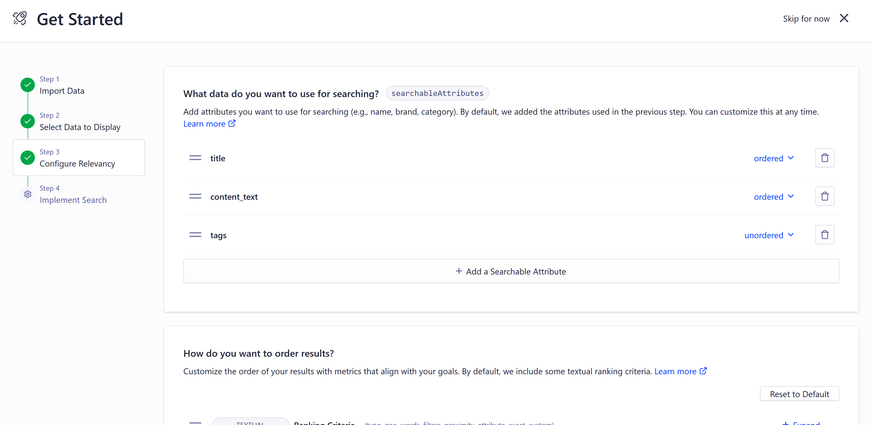 A screenshot of Step 3 in Algolia search. 