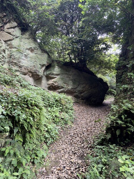 The Nagoe Kiridoshi near Zushi, Japan, is one of the seven ancient passes cut into the mountains surrounding Kamakura.