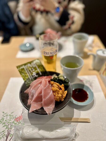 Lunch bowl at Unitora in Toyosu, so good
