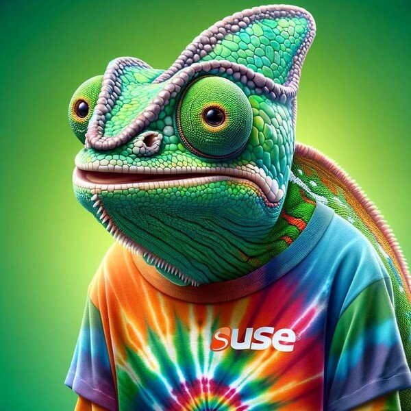 Tie-died Suse Chameleon by Dall-e