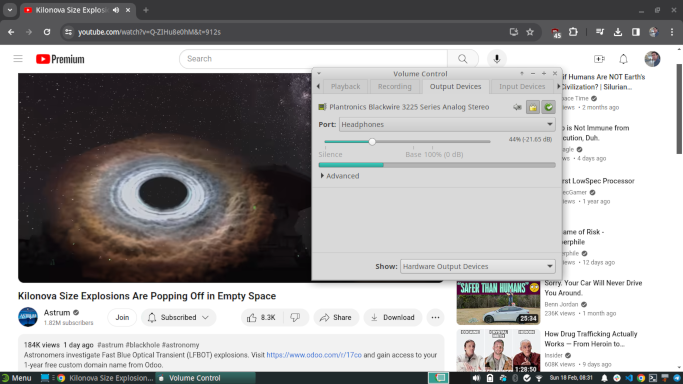 desktop with pulse audio working
