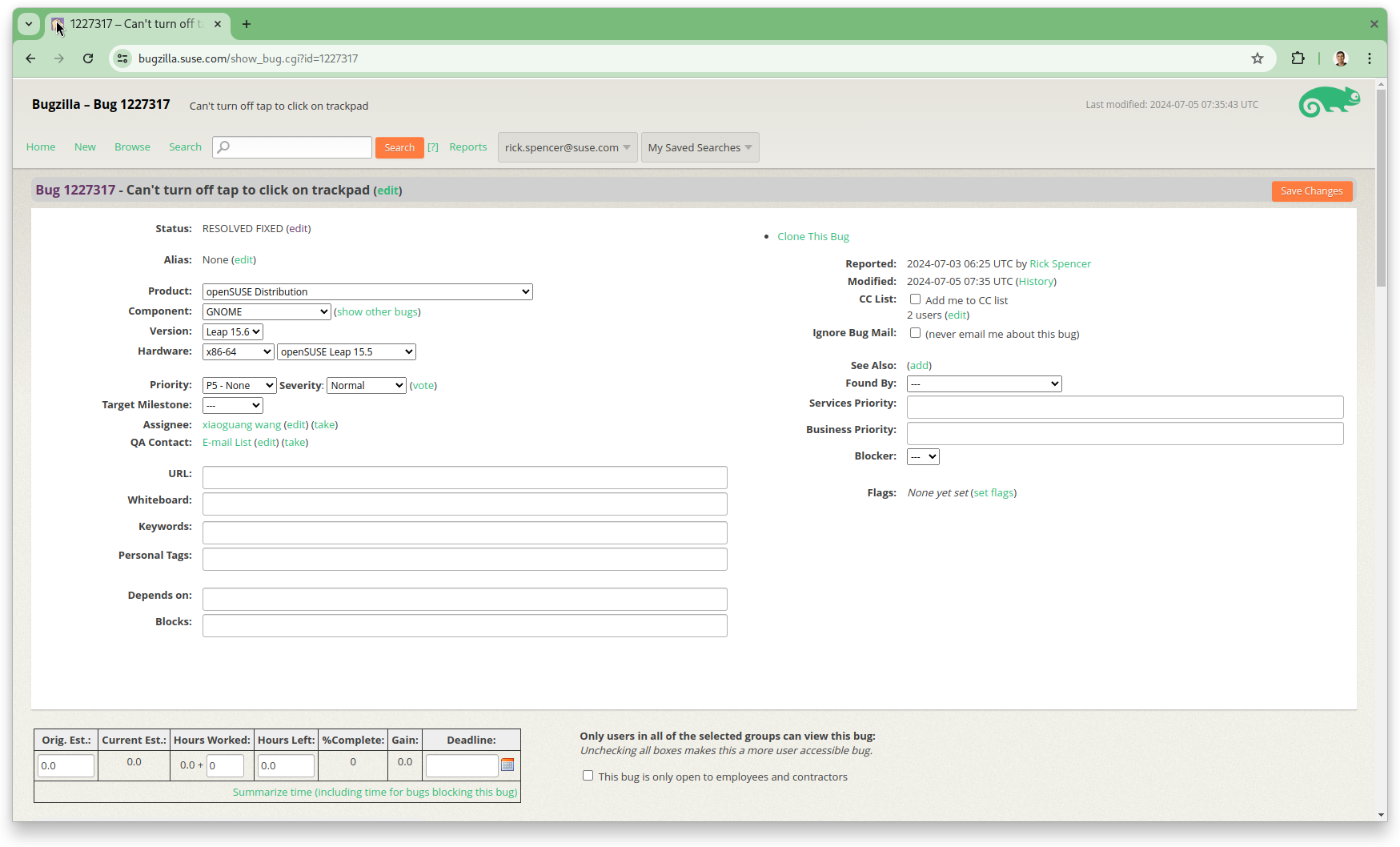 Web form for my bug report, image shows it is resolved