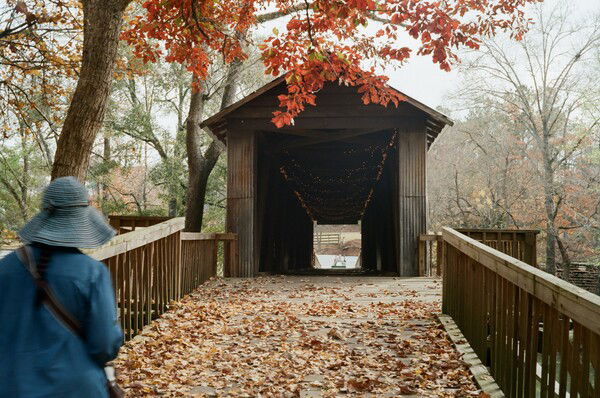 It’s my favorite photo of 2025, taken at the Kymulga Covered Bridge near Childersburg, AL in late November 2025. Autumn was still in effect.