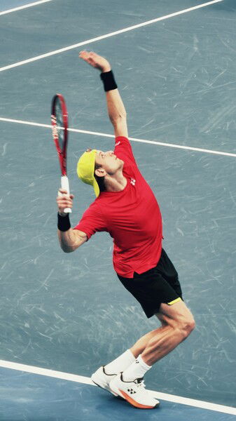 Zizou Bergs serving at the United Cup 2026 tournament in Sydney, Australia.